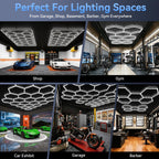 LZHOME Hexagon 5000K LED Garage Lights: 25 Pack Updated 1.31-inch Wider Size,26300LM Super Bright Hex Lighting Ceiling LED Shop Light for Garage, Car Detailing, Workshop, Warehouse, Gym, Basement