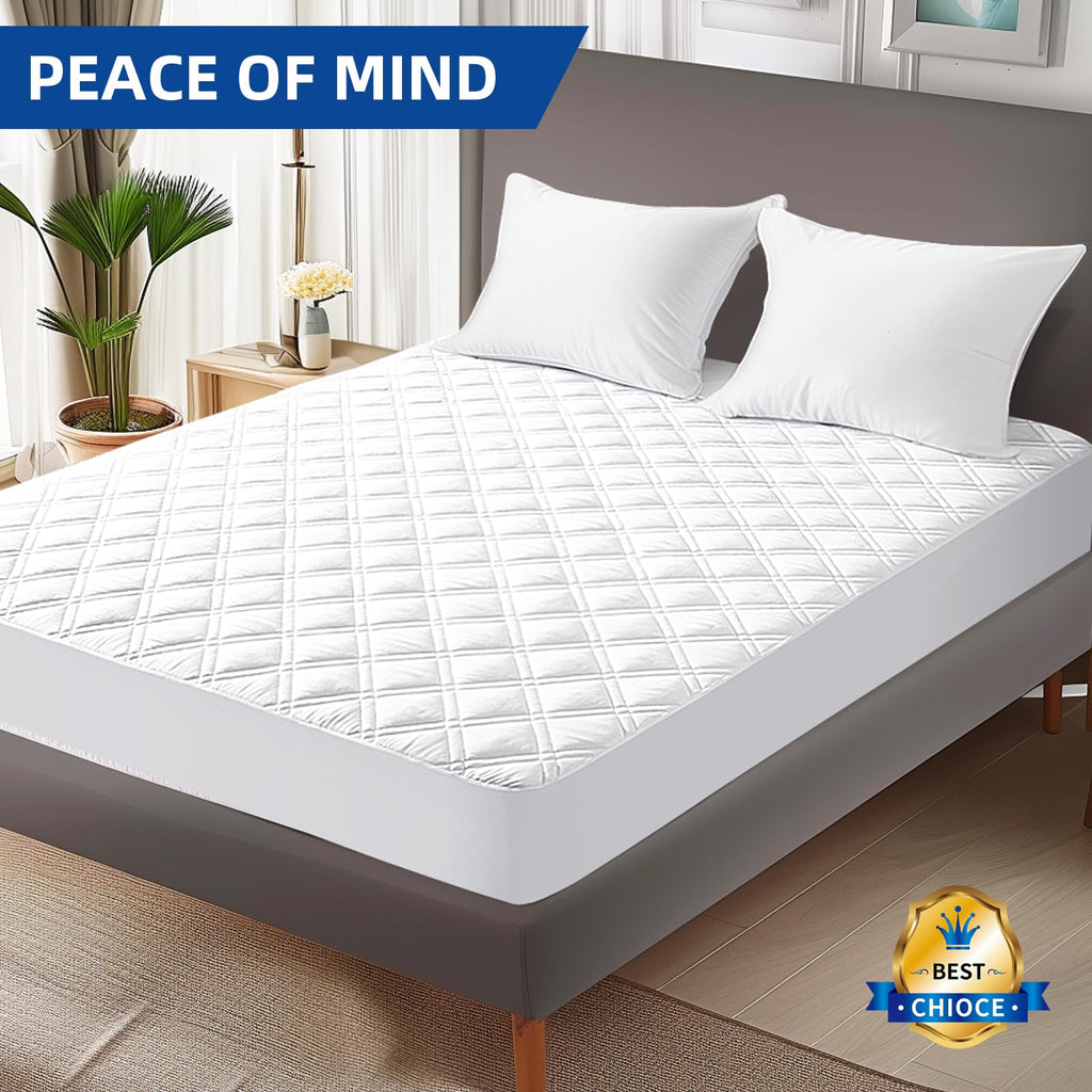 Queen Mattress Protector Waterproof, Mattress Pad Fitted Deep Pocket 8"-21"
