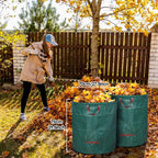 5-Pack 72 Gallon Yard Waste Bags,Reusable Collapsible Garden Leaf Bags with Plastic Ring,Standable,with Gardening Gloves,for Camping & Recycling Leaves,Lawn Debris & Grass Clippings