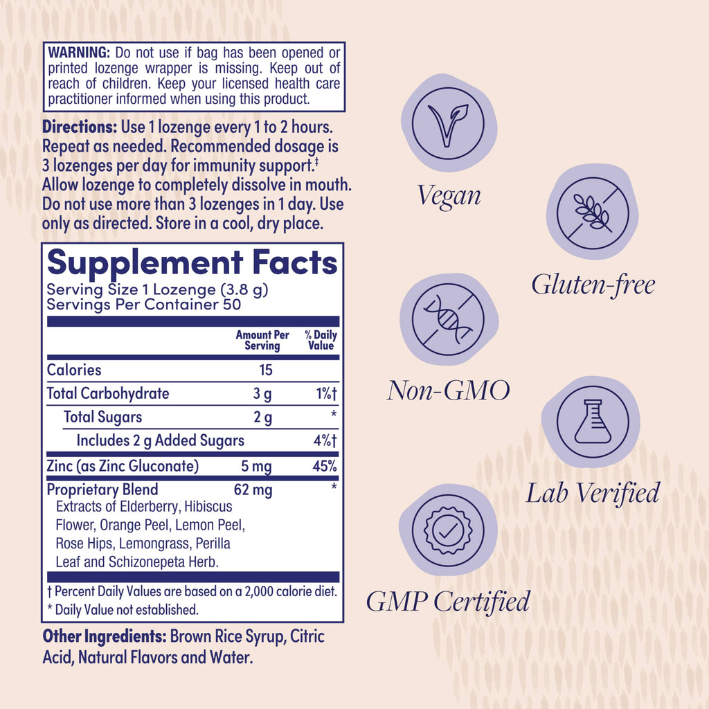 ZAND Immunity Elderberry Zinc Throat Lozenges 2-Pack - Good-for-You Dry Mouth Lozenges, Immune Support Supplement with Elderberry, Zinc 5mg - Soothe a Dry Throat, Natural Flavor, Gluten Free, 50ct ea