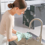 COOLJOB 3 Pairs Yellow Reusable Rubber Gloves for Dishwashing - Cleaning and Kitchen Household Uses - Grippy Latex with Flocked Cotton Liner - Water Resistant - Small