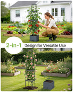 Suteck Raised Garden Bed with Trellis, 2PK Self-Watering Tomato Planter Box