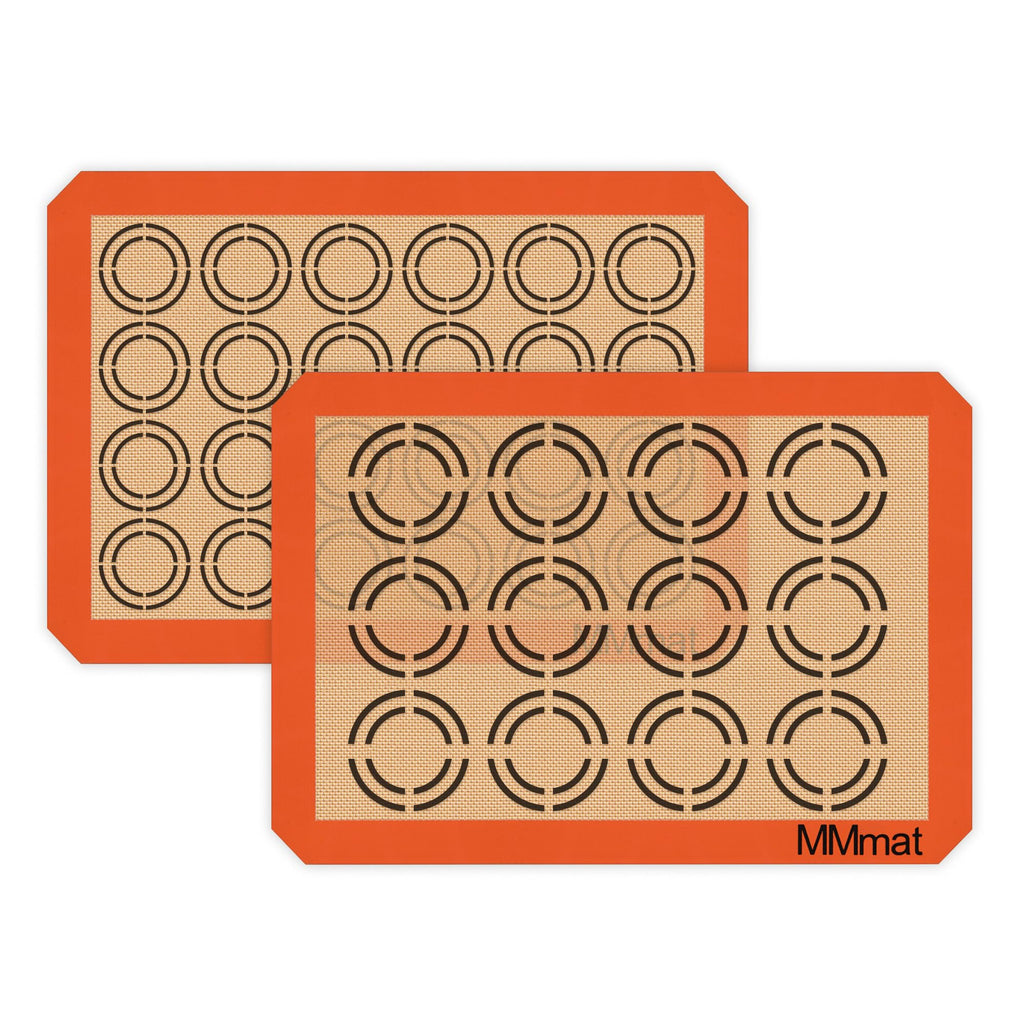 MMmat Silicone Baking Mats - Best German Silicone - Non Slip Silicone Baking Sheet, Non Stick Reusable Silicone Mats for Baking, Oven Liner, Counter Mat - 2 Half Sheets Cookie Baking Mats