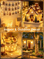 2 Pack Fairy Lights Plug in 99FT 300 LED Christmas String lights Warm White