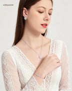 UDYLGOON Teardrop Cubic Zirconia Jewelry Set Necklace Earrings Bracelet Bridal Wedding Jewelry for Women Bridesmaid Prom Party (3 Set - White Gold Plated)