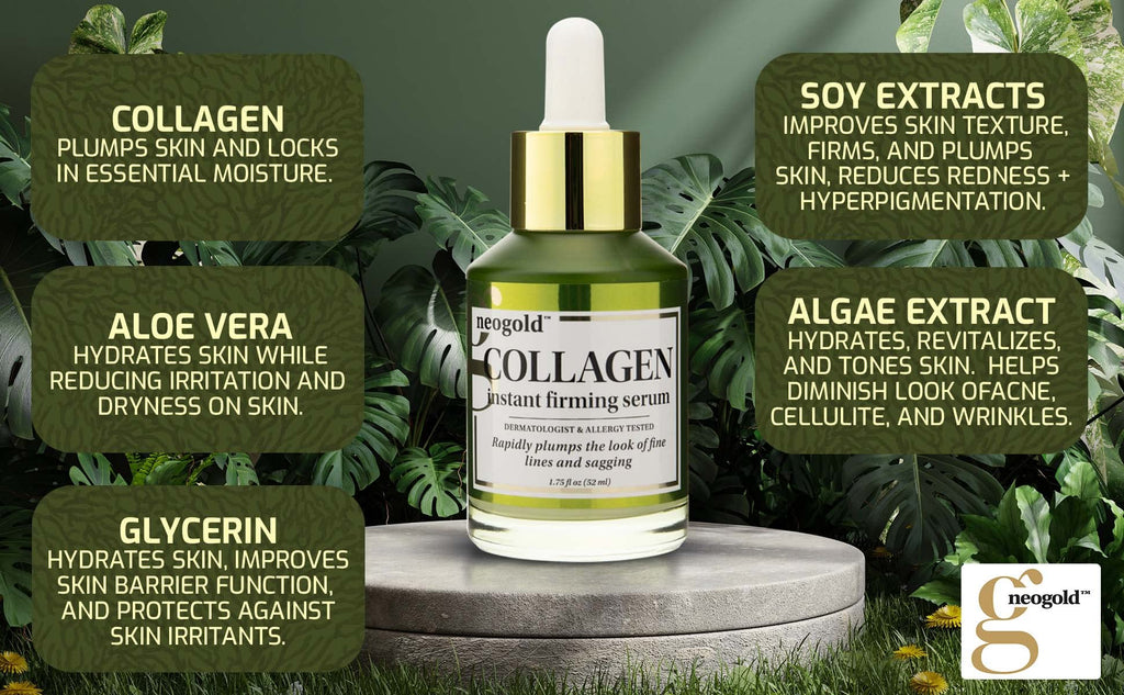 Neogold Collagen Serum For Face | Collagen Face Serum For Skin Tightening Helps Lift, Plump, & Firm Sagging Skin | Serums For Skin Care | Anti Wrinkle Boost, Fragrance Free, 2 Fl Oz