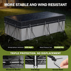 8x14Ft Rectangular Pool Cover, Swimming Pool Cover for Above Ground Pool, Solar Cover Including Full-Circle Windproof Buckle, Winter Cover Ideal for Waterproof and Dustproof