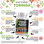 Clean Nutraceuticals Turmeric Moringa Supplement | Ginger Boswellia Saffron - Supplement for Women and Men with Ceylon Cinnamon, Tart Cherry, Quercetin Garlic Nettle Holy Basil - 1Pack