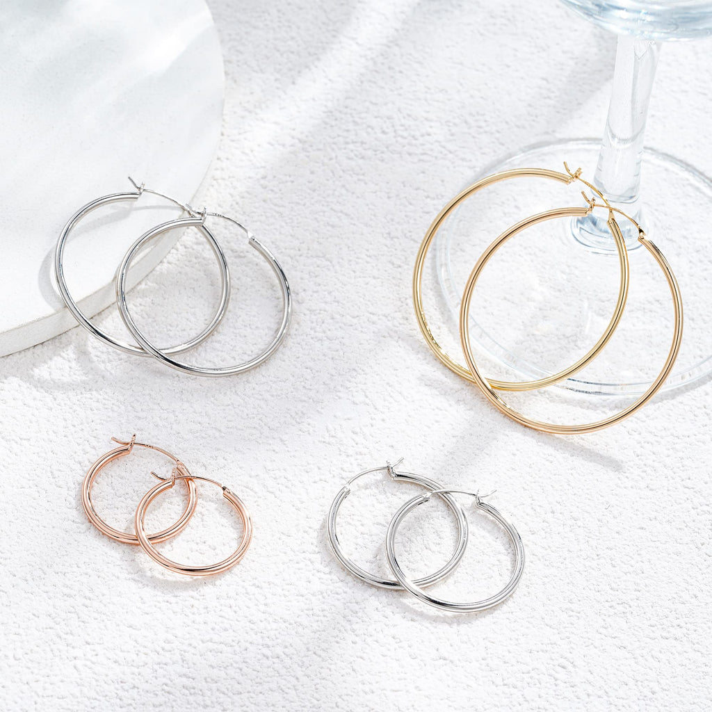 M MOOHAM Hoop Earrings for Women, Hypoallergenic 14K Gold Plated Earrings