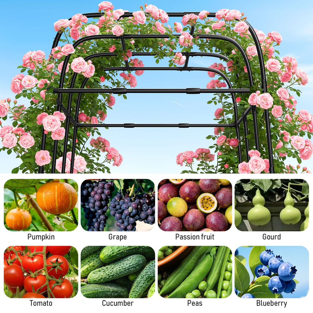 7FT Garden Trellis Arch for Climbing Plants – Tall Outdoor Metal Trellis for Vegetables, Peas, Tomatoes,﻿ Cucumber Trellis Arch & Vertical Garden Climber Plant Support for Vine Plants