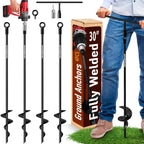 30 inch Ground Anchors Heavy Duty Screw in - Kit of 4 Fully Welded Earth Anchors - Long Spiral Tie Down Stakes for Swing Set Shed Trampoline Canopy Tree Tent - High Wind Anchor - Sand Auger Stake