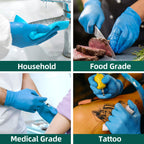 Supmedic Vinyl Disposable Exam Gloves, 4 Mil Powder-Free Latex-Free Food Grade Cooking Cleaning Medical Glove, Blue 100 Pcs (X-Large)