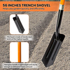 Nohovu Trench Shovel for Digging, 4-Inch Trench Shovel, Heavy Duty Trenching Shovel with Fiberglass Handle, 56 Inches