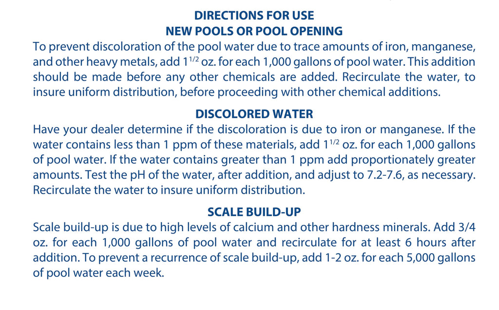 Pool Mate 1-Quart 2-Pack Premium Metal Out Stain and Mineral Inhibitor, Pool Metal Remover, Stain Remover, Made in USA