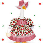 FuWeave Porch Goose Outfit 23'' Statue Apple Dress Hat Fall Decor
