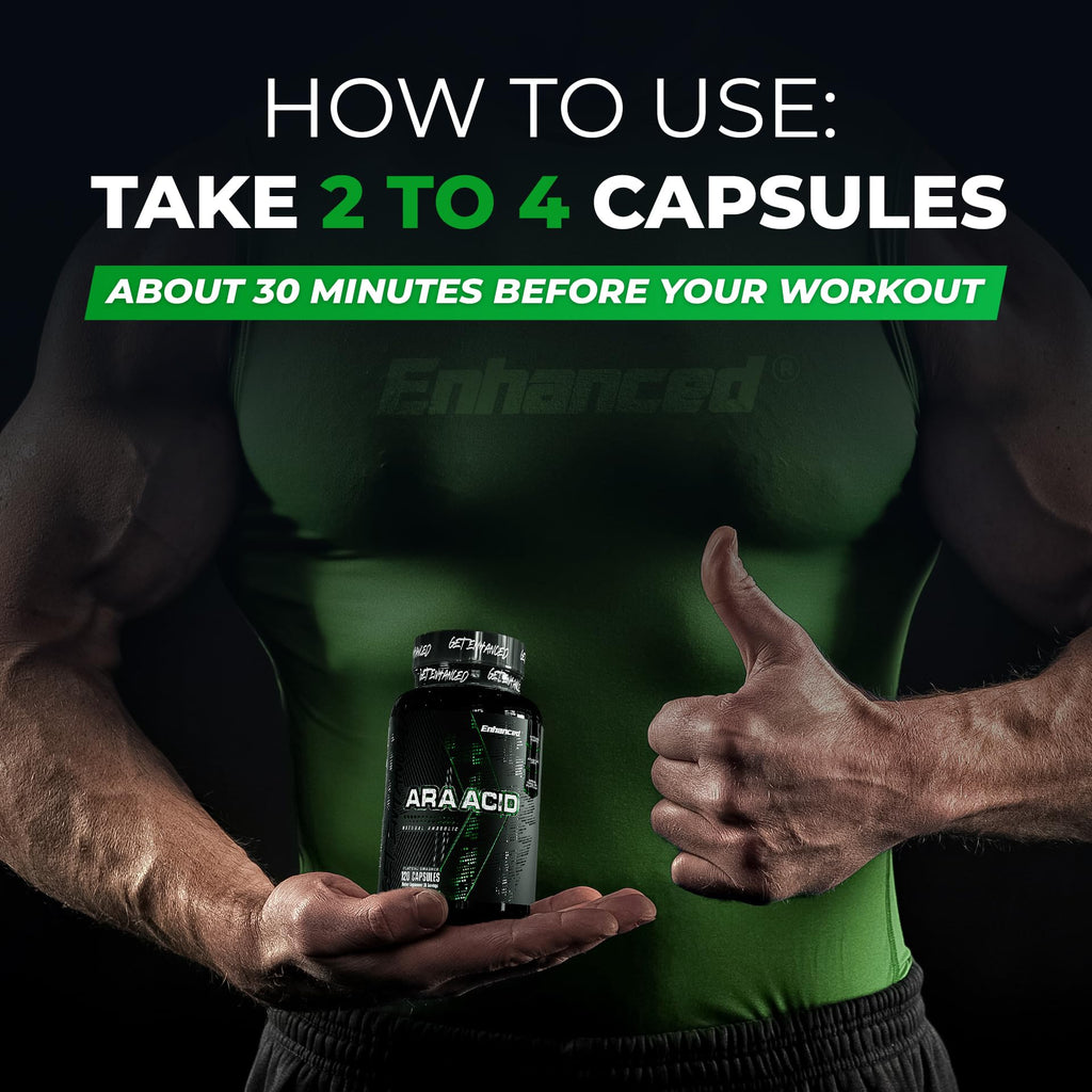 Enhanced Labs - Arachidonic Acid Supplement - Muscle and Strength Supplement for Increased Muscle Mass & Improved Recovery for Men & Women - One Capsule Contains 350mg Arachidonic Acid (120 Capsules)