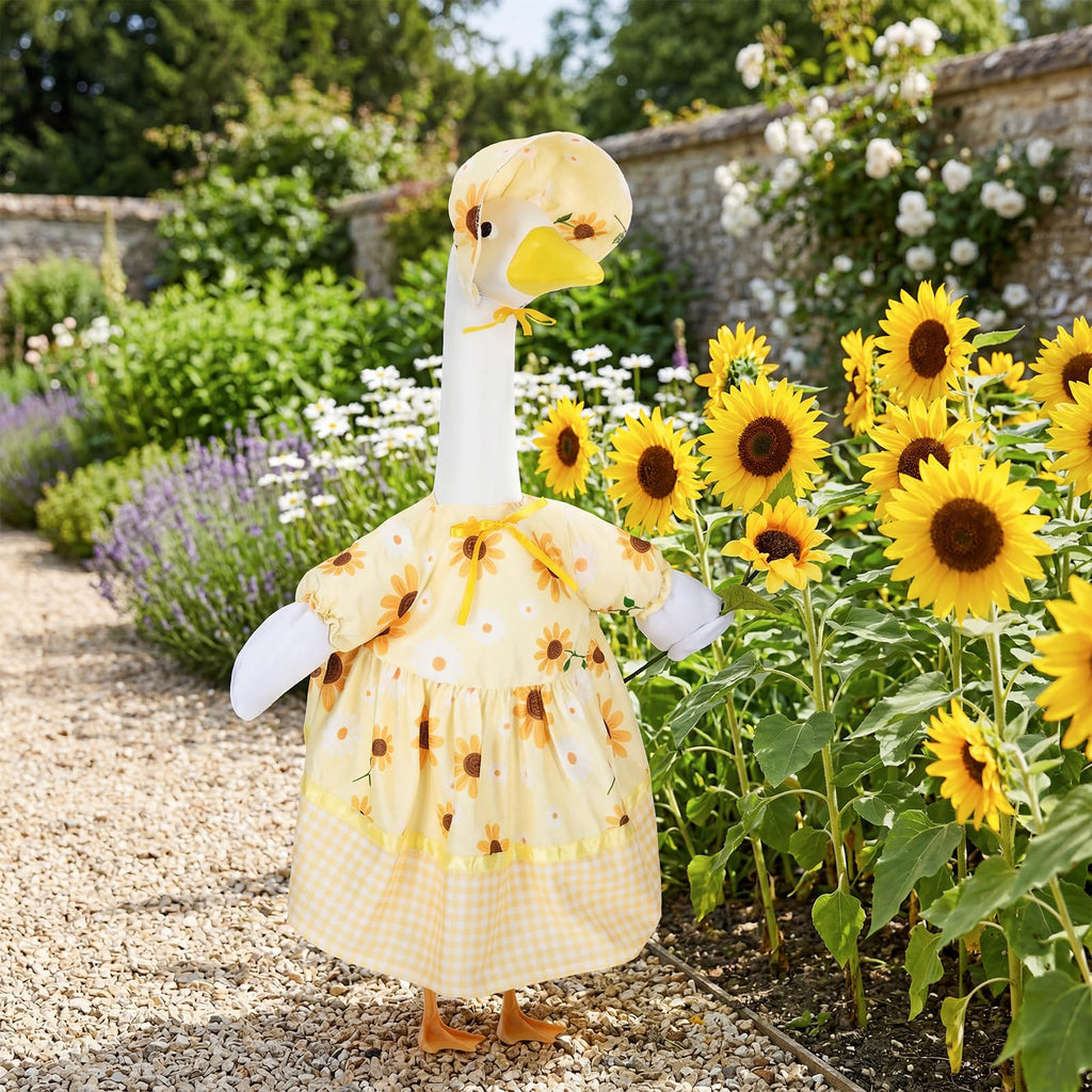 Porch Goose Summer Outfit for 23 Inch Statue, Sunflower Porch Goose Outfit