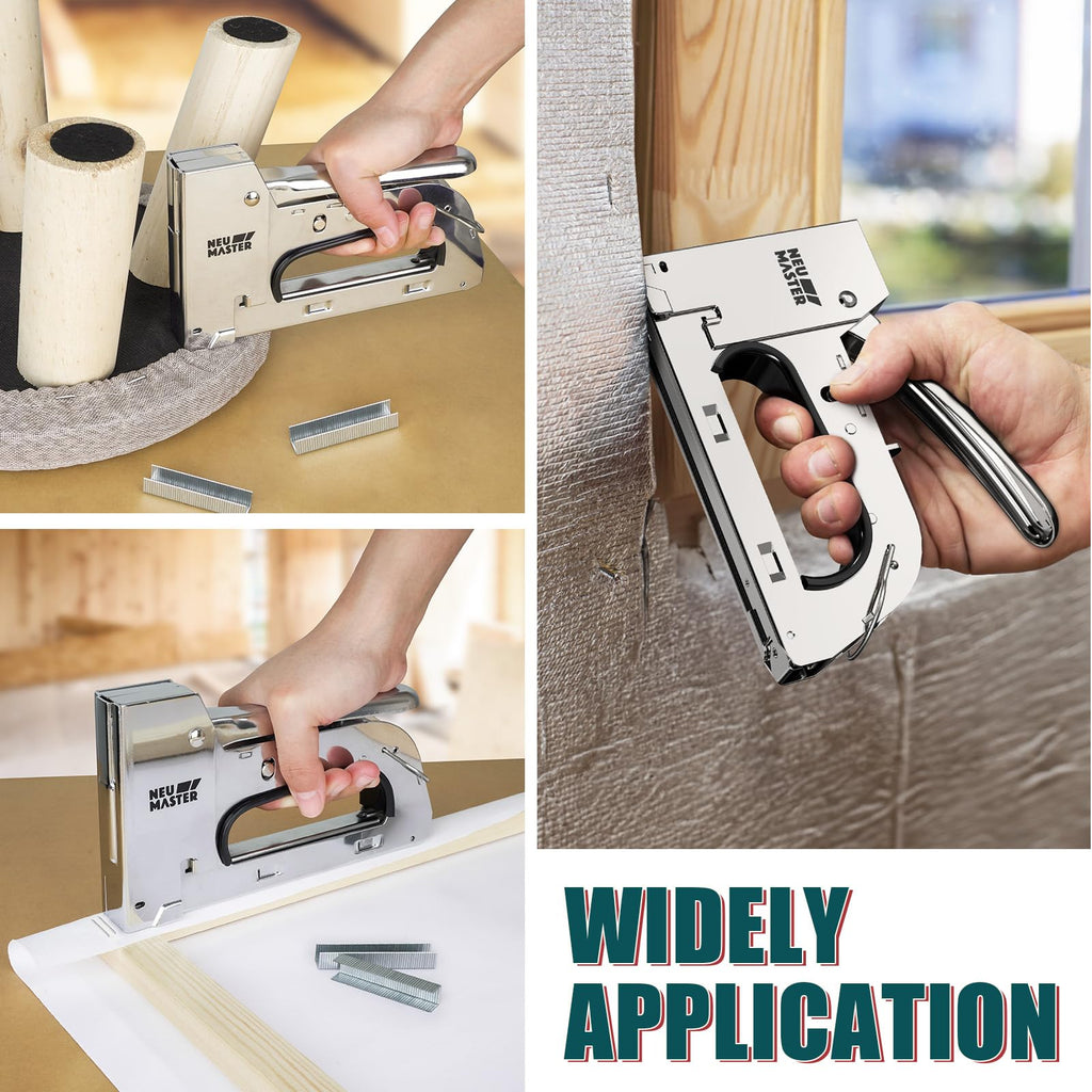 NEU MASTER Staple Gun for Wood, All Steel Staple Gun with 4000Pcs Staples, Upholstery Staples Gun for Fixing Material, Decorating, Woodworking, Furniture