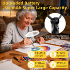 EVINYEP 2500mAh Magnifying Glass with Light, Upgrade LCD Display Screen 5X/10X Lighted Magnifier for Seniors & Low Vision, Hands Free Magnifier for Reading, Knitting, Cross Stitch & Crafts(Black)