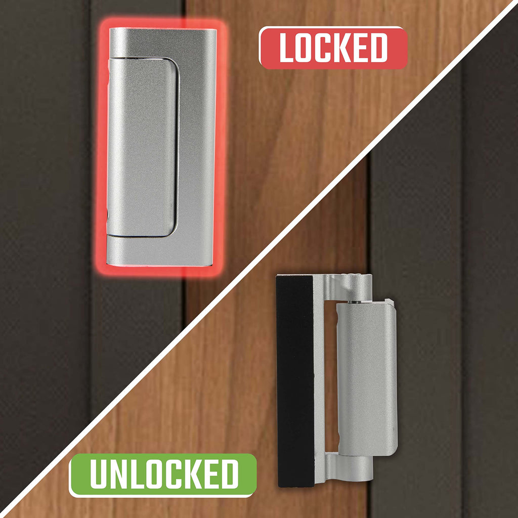 GreaTalent 2PACK Home Security Door Reinforcement Lock Childproof, Add High Security to Home Prevent Unauthorized Entry, Aluminum Construction Finish, Frame Lock, Silver