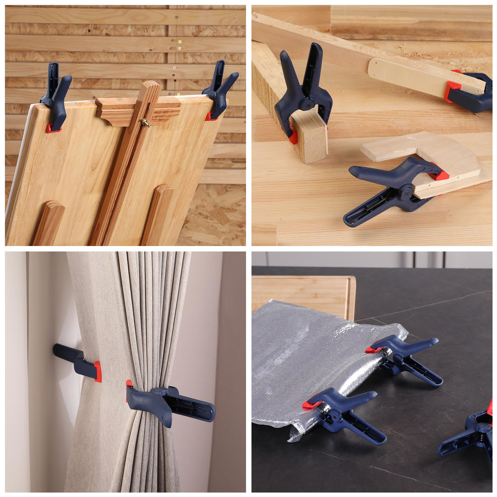 WORKPRO 10-Pack Bar Clamps for Woodworking, 6-Inch (2) Mini & (2) Light Duty and 12-Inch (2) Wood Clamps & 4-1/2-Inch (4) Spring Clamps, F Clamp with 50/150 LBS Load Limited