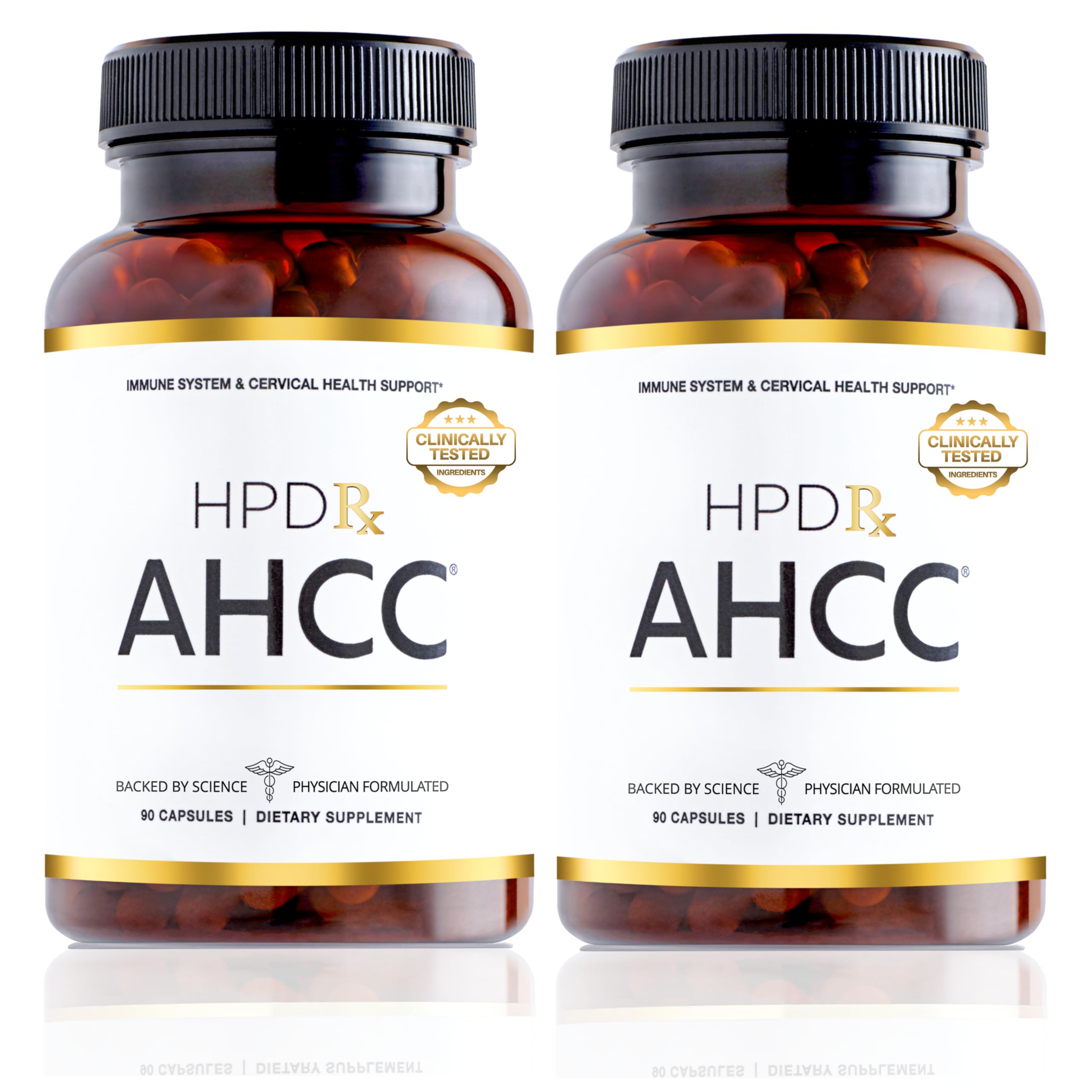 HPD Rx Premium AHCC & Shiitake Mushroom 1100 mg per Serving Supplement, Natural Immunity Booster, Maintains Natural Killer Cell Activity | AHCC is Proven in 30+ Studies | 60-Day Supply, 2-Pack