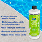 Lo-Chlor Lo-Phos Max Pool Phosphate Remover, Reduces Chlorine Demand, Starves Algae, Compatible with Other Chemicals and Surfaces, for Inground and Above Ground Swimming Pools, 32 oz