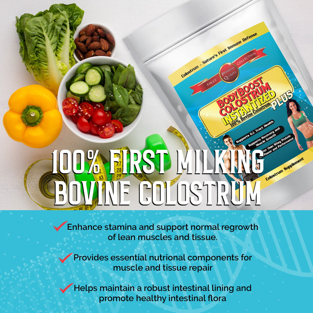 BodyBoost Colostrum Instantized, 99.5% Bovine Colostrum Powder, Immune Booster Supplement with Immunoglobulin & Lactoferrin, Grass Fed Colostrum, Food for Gut Health, Diverse Intake, 2 x 16 oz