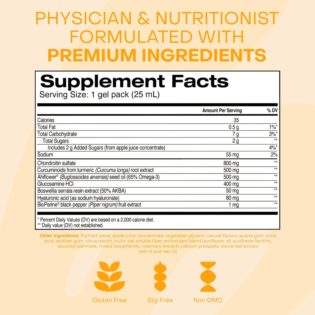 Healthycell Joint Health & Mobility Daily Liquid Supplement - Joint Support Supplement, Inflammation Response, Cartilage & Flexibility with Curcumin, Glucosamine & Chondroitin - 14 Gel Packs