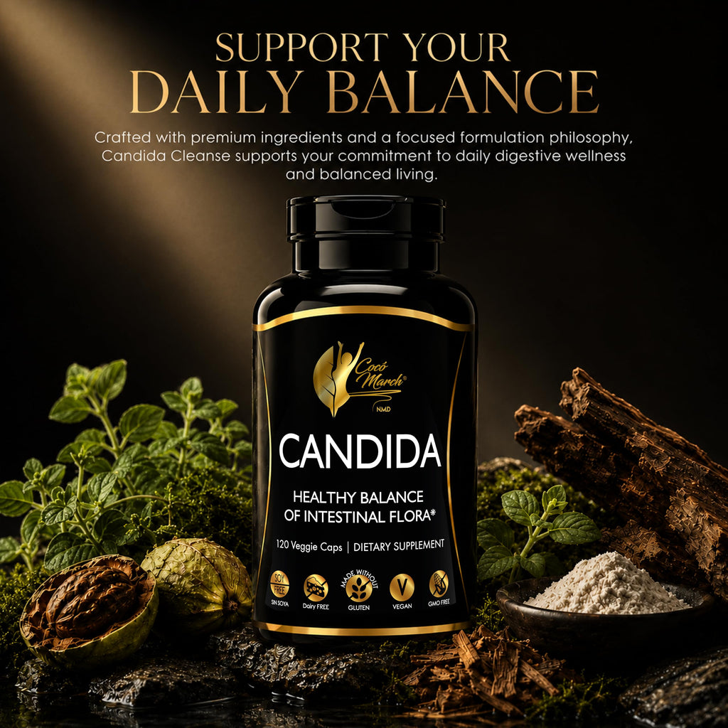 Cocó March N.M.D Candida Cleanse – 30 Day Herbal Detox Cleansing with Digestive Enzymes for Gut Health & Immune Support – Gluten Free, Vegan, Non-GMO, Dairy Free, Soy Free – 120 Veggie Caps