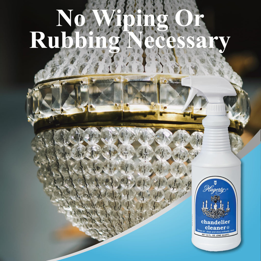 Hagerty Chandelier Cleaner - Spray On Chandelier Cleaner Drip Dry Spray No Wipe - Crystal Cleaner for Chandeliers, Glass Cleaner Spray, for Crystal, Glass, Bronze, Metal - Sprays up to 25 Feet - 32 Oz