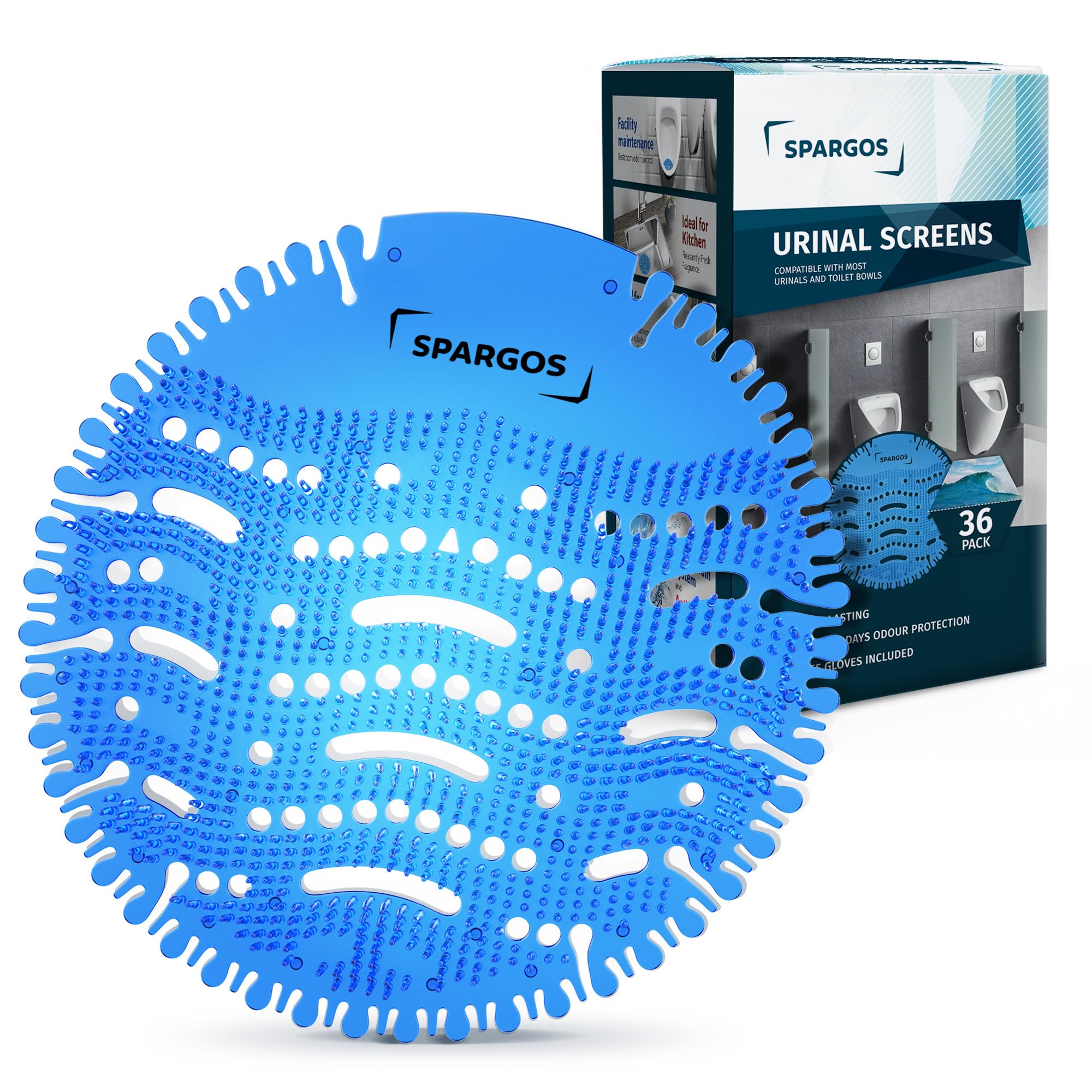 Spargos Urinal Screen Deodorizer, 36 Pack Ocean Breeze Pads