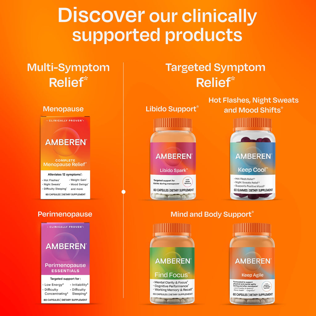 Amberen Menopause Supplement for Women, 120 Capsules, Clinically Proven, Helps Support Hormone Balance, Helps Relieve 12 Menopause Symptoms: Hot Flashes, Night Sweats, Mood Swings and More