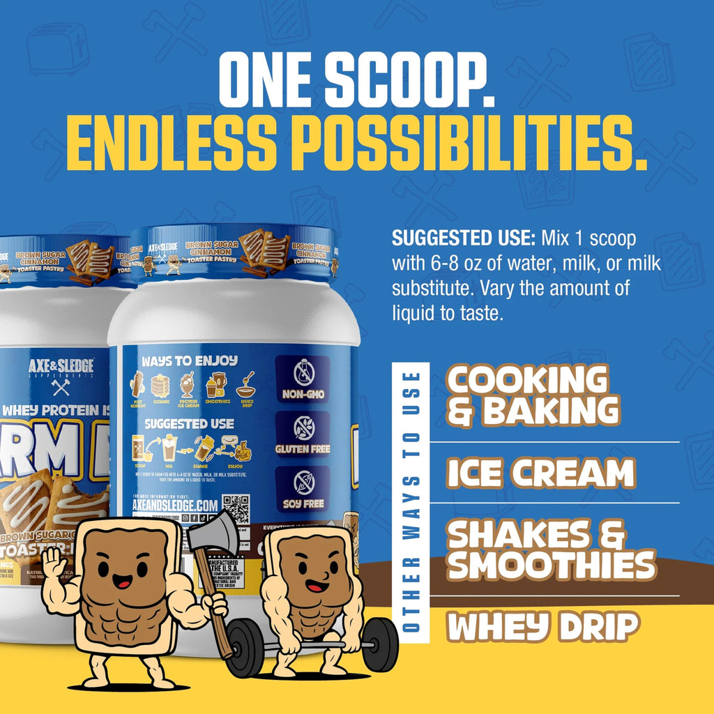 Axe & Sledge Farm Fed 100% Whey Protein Isolate | 25g Protein | Low Carb, Low Sugar, Gluten Free | Protein Powder for Men and Women | Keto | Made in The USA | 28 Servings, Brown Sugar Cinnamon