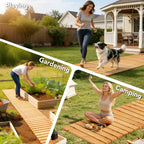 Buymoth 12FT Wooden Garden Pathway,Roll Out Decorative Straight Walkway