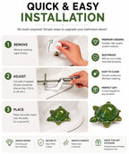 WANSHUNLMI Green Sea Turtle Toilet Floor Bolt Caps, Ceramic Sea Turtle Toilet Bolt Covers, Cute Bathroom Decor, Easy Installation and Universal Fit, Don't Cut Those Bolts! (Green Sea Turtle)