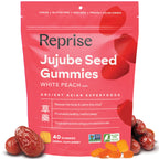 Reprise Jujube Seeds in Daily Gummies, 300 mg Full-Spectrum Jujube Seeds, Supports Relaxation & Restful Sleep, 100% Plant Based Vegan & Gelatin Free, Peach Flavored, 40 Gummies