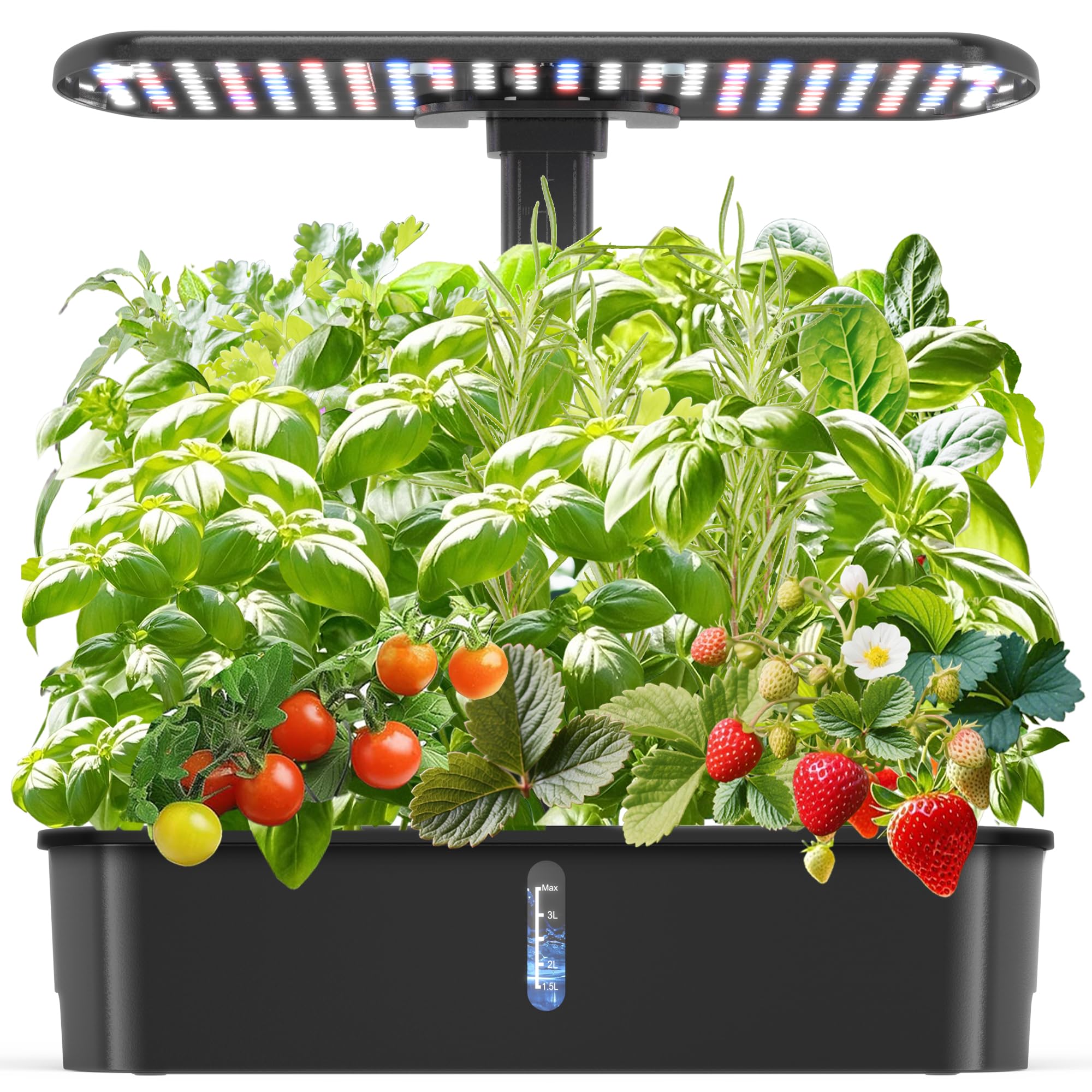 Hydroponics Growing System Kits,Smart Indoor Herb Garden with 24W LED Grow Light Planting Height Adjustablewith,12 Pods Plant Germination Kit,with Quiet Pump, Ideal Gift for All Ages