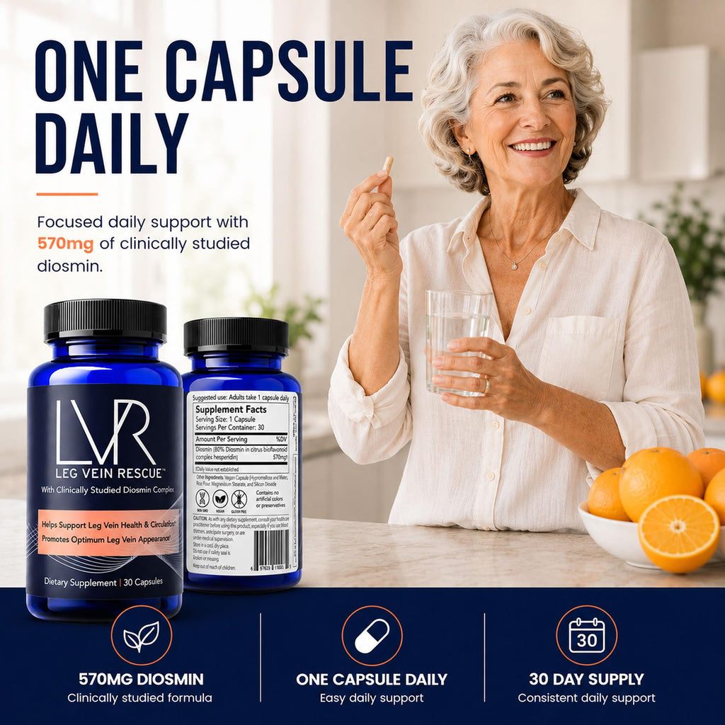 LVR Diosmin Supplement, 570mg, Leg Wellness & Circulation Support, 30 Days