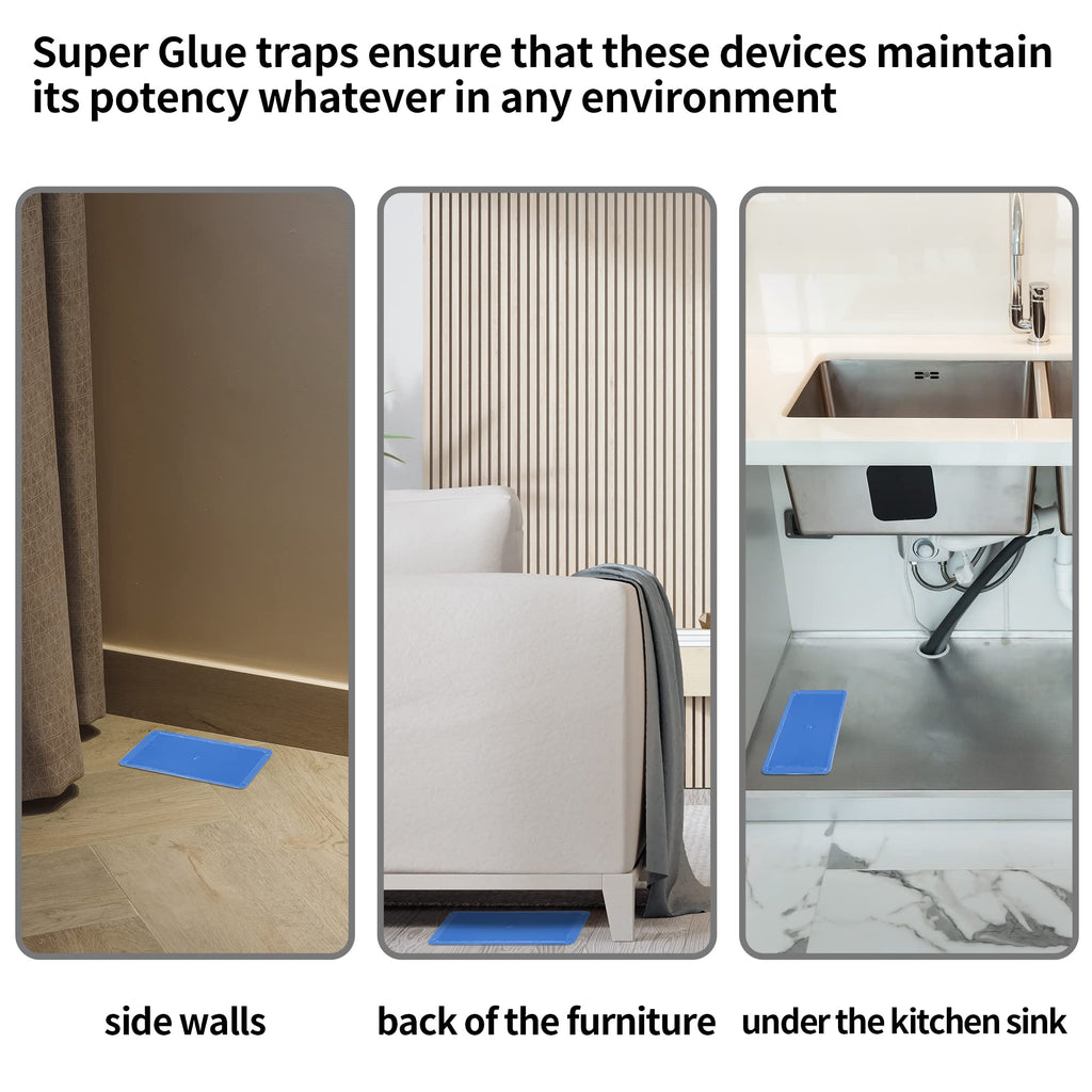 LULUCATCH Mouse Glue Traps 12 Pack, Larger & Heavier Plastic Sticky Glue Traps with Extra-Strong Adhesive for Mice, Rats, Sticky Mouse Trap for Indoor Use, Easy to Set