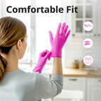 SwiftGrip Pink Gloves Powder-Free Nitrile Gloves, 100ct Box - 3-Mil, Gloves Disposable Latex Free, for Kitchen, Cleaning, Estheticians, Hair Stylist - Pink/Fuchsia(Small)