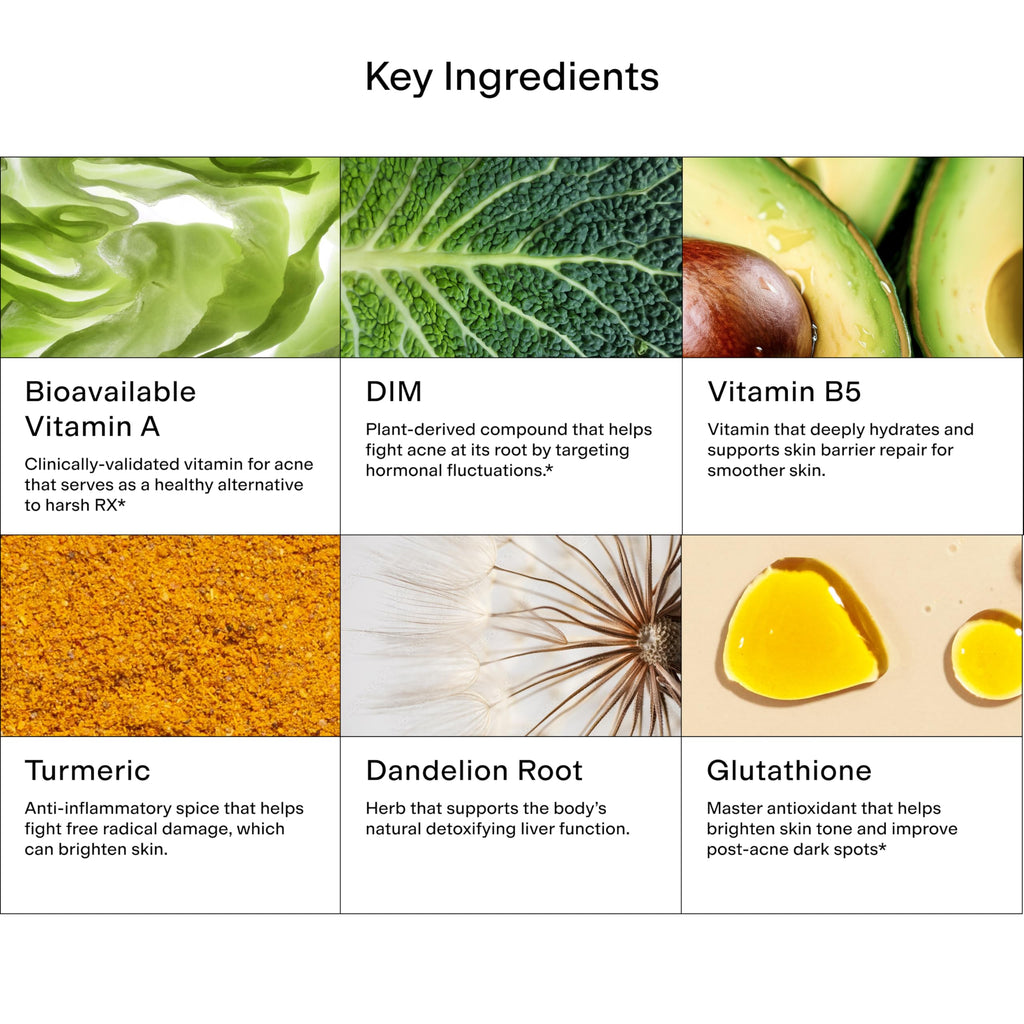 CLEARSTEM - MINDBODYSKIN Hormonal Acne Supplement (No 5-HTP) - Natural DIM Supplement - Skin Care Vitamins - Hormone Balance, Antioxidants - Gluten Free, Cruelty Free - 30 Servings, 90 Capsules