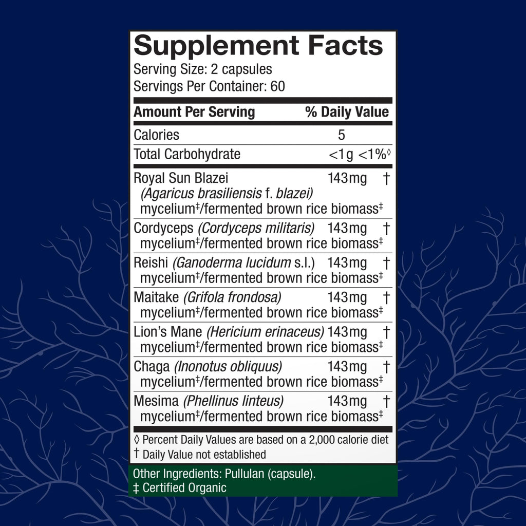 Host Defense Stamets 7-7 Species Blend - Mushroom Supplement for Immune Support - Includes Royal Sun Blazei, Cordyceps, Reishi, Maitake, Lion's Mane, Chaga & Mesima - 120 Capsules