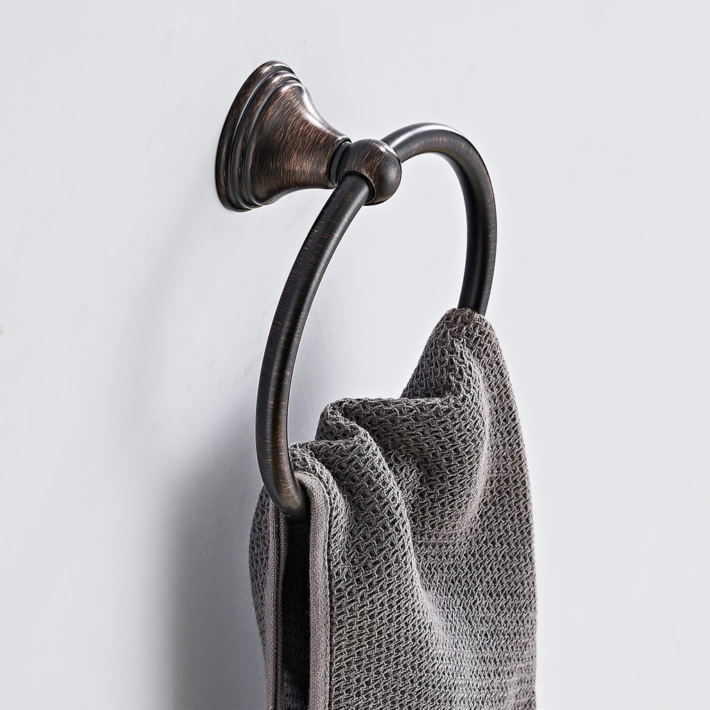 Towel Ring for Bathroom, Oil Rubbed Bronze Hand Towel Holder 2 Pack, Bathroom Accessories and Towel Racks for Bathroom Wall