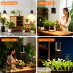 Airseafar Dimmable Hanging Grow Lights for Indoor Plants, Full Spectrum Hanging Plant Light with Timer & 16.4FT Power Cord, 24W, 3600K Black Glow Light for Garden, Herbs, Seed, Flowers