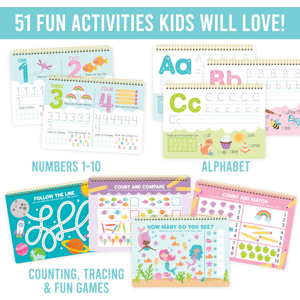 ABC Tracing Books for Kids Ages 3-5 - Dry Erase Letter Tracing for Kids Ages 3-5, Toddler Learn to Write Workbook, Busy Book Preschool Learning Activities, Toddler Preschool Workbook