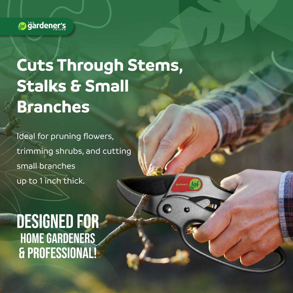 The Gardener's Friend Heavy Duty Ratchet Pruning Shears, Anvil