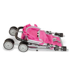 fash n kolor Doll Stroller with Basket, My First Denim Pink Foldable Baby Doll Umbrella Doll Stroller Fits Upto 18" Dolls, Gift Toys for Girls,Baby Doll Accessories Include 2 Free Magic Bottles