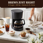 Elite Gourmet EHC4128 Automatic 4-Cup Drip Coffee Maker, Black
