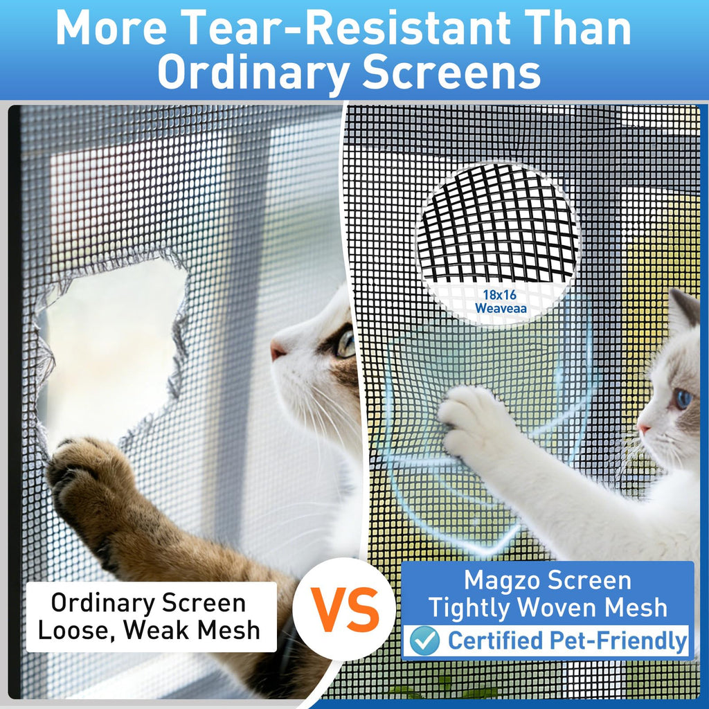 MAGZO Window Screen Replacement Mesh Roll, 36IN x 100FT Heavy Duty Polyester Mesh (82g/m²), UV-Resistant & Pet-Proof, Easy to Cut for Door Repair, Patio, Porch, Backyard, Garden, Non-Deformable